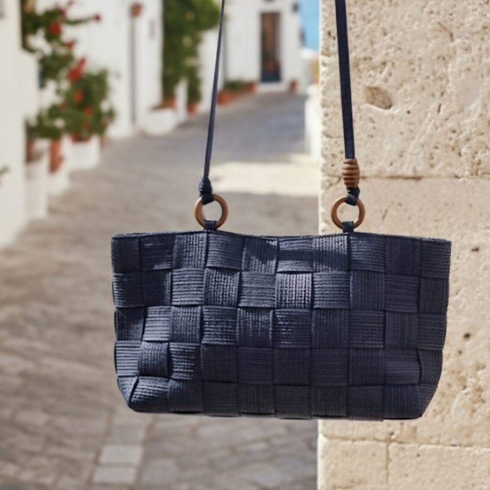 Navy Woven Tote Bag [16 Inch/4 Inch/10in]